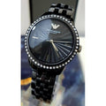 Emporio Armani Crystal Ceramica Black Dial Black Steel Strap Watch For Women - AR1478