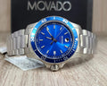 Movado Series 800 Blue Dial Silver Steel Strap Watch For Men - 2600137