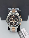 Hugo Boss Here Chronograph Black Dial Two Tone Steel Strap Watch for Men - 1513757