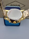 Fossil Dean Chronograph Champagne Dial Gold Steel Strap Watch for Men - FS4867