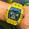 Guess Phoenix Multi Function Black Dial Yellow Rubber Strap Watch for Men - GW0203G6