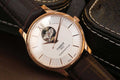 Tissot Tradition Powermatic 80 Open Heart Silver Dial Brown Leather Strap Watch For Men - T063.907.36.038.00