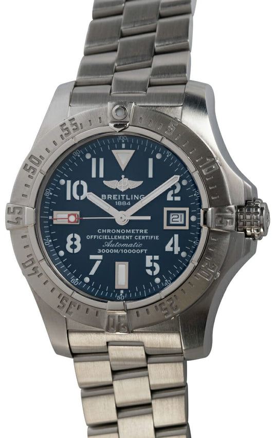 Breitling Aeromarine Avenger Seawolf 45mm Blue Dial Stainless Steel Mens Watch - A1733110/C756