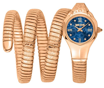 Just Cavalli Ravenna Blue Dial Rose Gold Steel Strap Watch for Women - JC1L271M0045