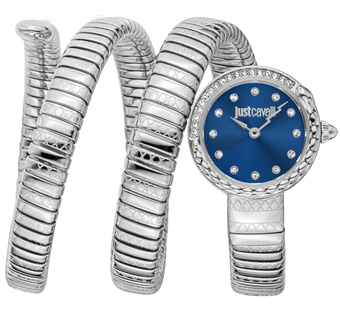 Just Cavalli Enchanting Blue Dial Silver Steel Strap Watch for Women - JC1L302M0015