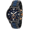 Fossil Nate Chronograph Blue Dial Two Tone Steel Strap Watch for Men - JR1494