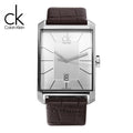 Calvin Klein Window Silver Dial Brown Leather Strap Watch for Men - K2M21126