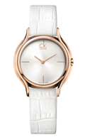 Calvin Klein Skirt White Dial White Leather Strap Watch for Women - K2U236K6