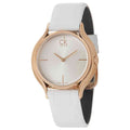 Calvin Klein Skirt White Dial White Leather Strap Watch for Women - K2U236K6