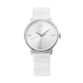 Calvin Klein Accent Silver Dial White Leather Strap Watch for Women - K2Y2Y1KW