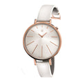 Calvin Klein Equal Silver Dial White Leather Strap Watch for Women - K3E236L6