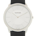 Calvin Klein Minimalist White Dial Black Leather Strap Watch for Men - K3M211C6