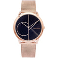 Calvin Klein Minimal Black Dial Rose Gold Mesh Bracelet Watch for Men - K3M21621