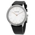 Calvin Klein Minimalist White Dial Black Leather Strap Watch for Men - K3M211C6