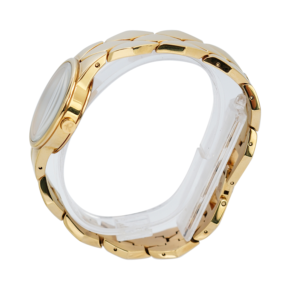 Calvin Klein Snake Silver Dial Yellow Gold Steel Strap Watch For Women - K6E23546