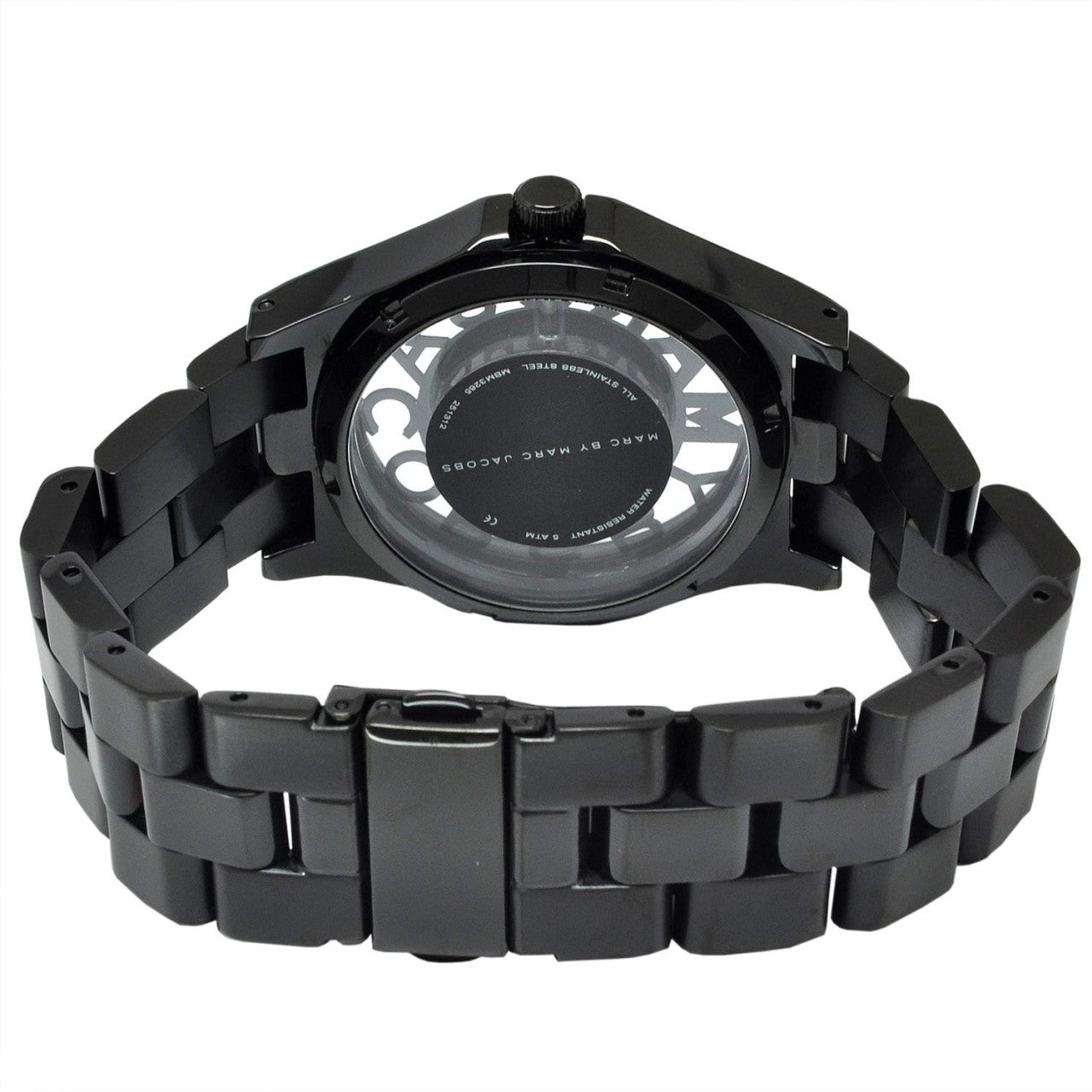 Marc Jacobs Henry Skeleton Black Dial Black Steel Strap Watch for Women - MBM3265