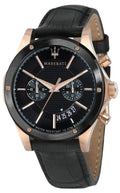 Maserati Circuito Black Dial Black Leather Strap Watch For Men - R8871627001