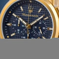 Maserati Successo Chronograph Blue Dial Gold Steel Strap Watch For Men - R8873621021
