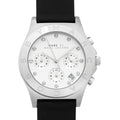 Marc Jacobs Blade Chronograph White Dial Black Leather Strap Watch for Women - MBM1189