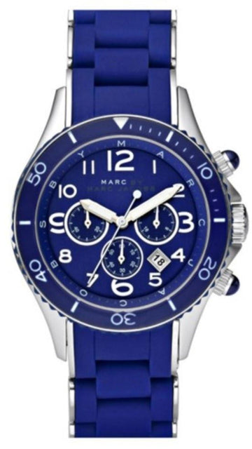 Marc Jacobs Rock Chronograph Blue Dial Blue Silicone Strap Watch for Women - MBM2548