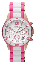 Marc Jacobs Rock Chronograph White Dial Two Tone Silicone Strap Watch for Women - MBM2593