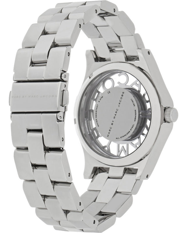 Marc Jacobs Henry Transparent Silver Dial Silver Steel Strap Watch for Women - MBM3205