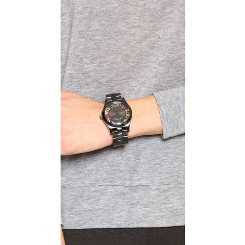Marc Jacobs Henry Skeleton Black Dial Black Steel Strap Watch for Women - MBM3265