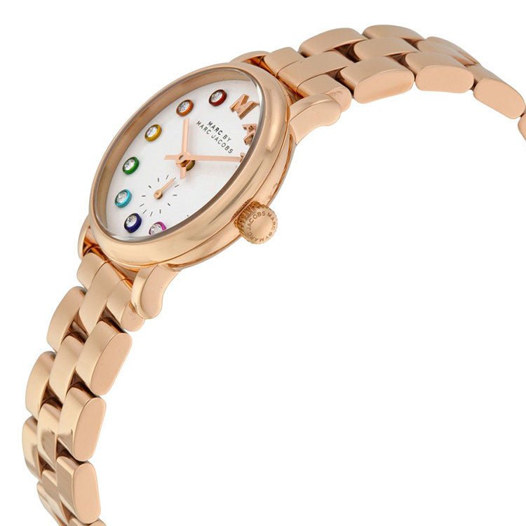 Marc Jacobs Baker Dexter White Dial Rose Gold Steel Strap Watch for Women - MBM3443