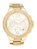 Michael Kors Camille Silver Diamonds Dial Gold Steel Strap Watch for Women - MK5756