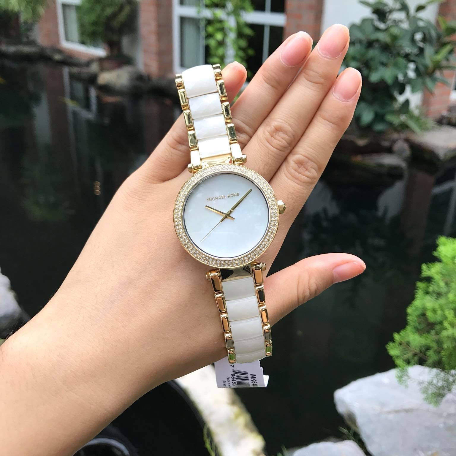 Michael Kors Parker Mother of Pearl Dial Two Tone Steel Strap Watch for Women - MK6400