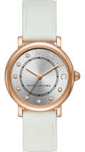 Marc Jacobs Roxy Silver Dial White Leather Strap Watch for Women - MJ1634
