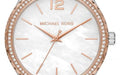Michael Kors Layton Mother of Pearl White Dial Brown Leather Strap Watch For Women - MK2910