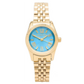 Michael Kors Lexington Quartz Blue Dial Gold Steel Strap Watch For Women - MK3271