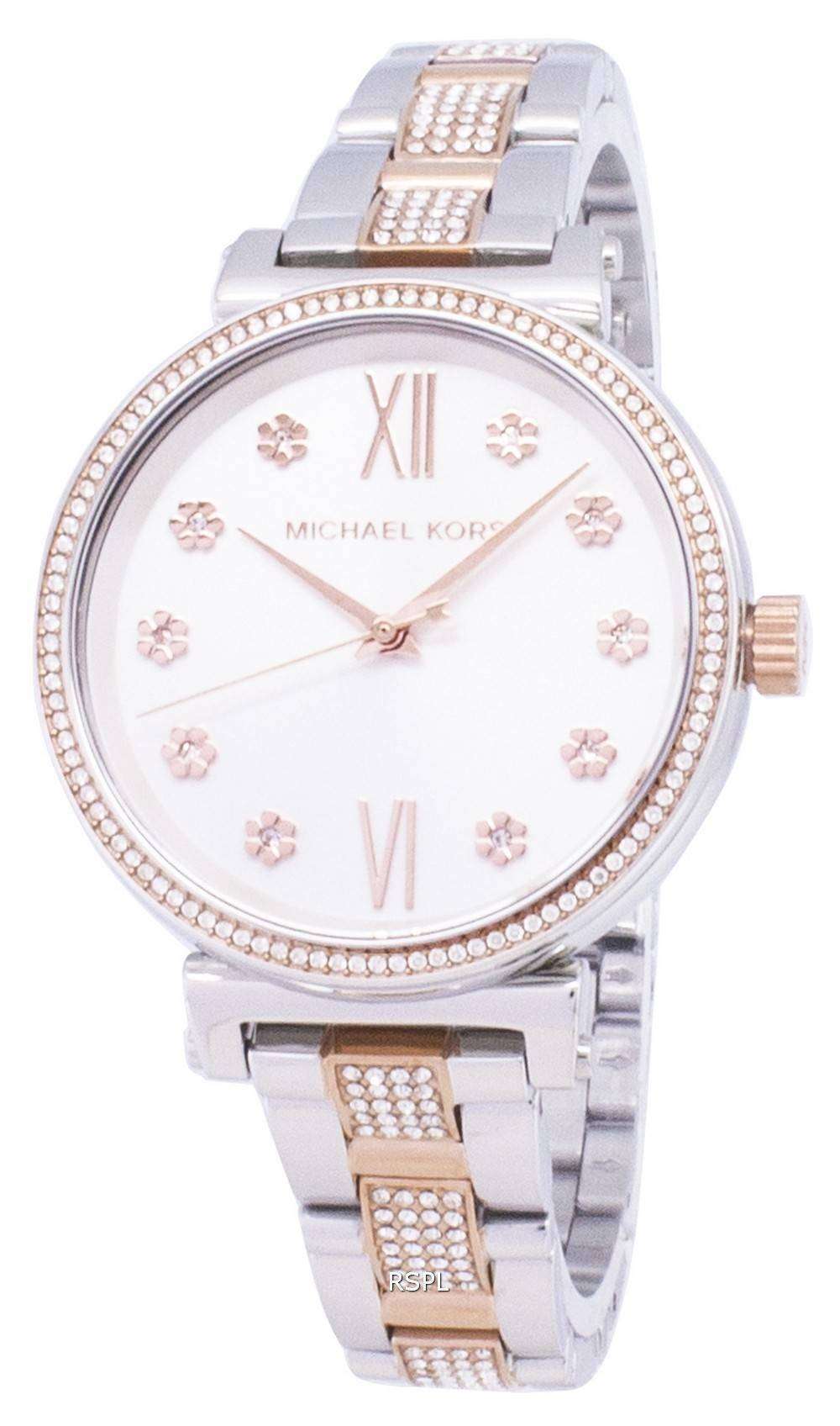Michael Kors Sophie Chronograph Silver Dial Two Tone Steel Strap Watch For Women - MK3880