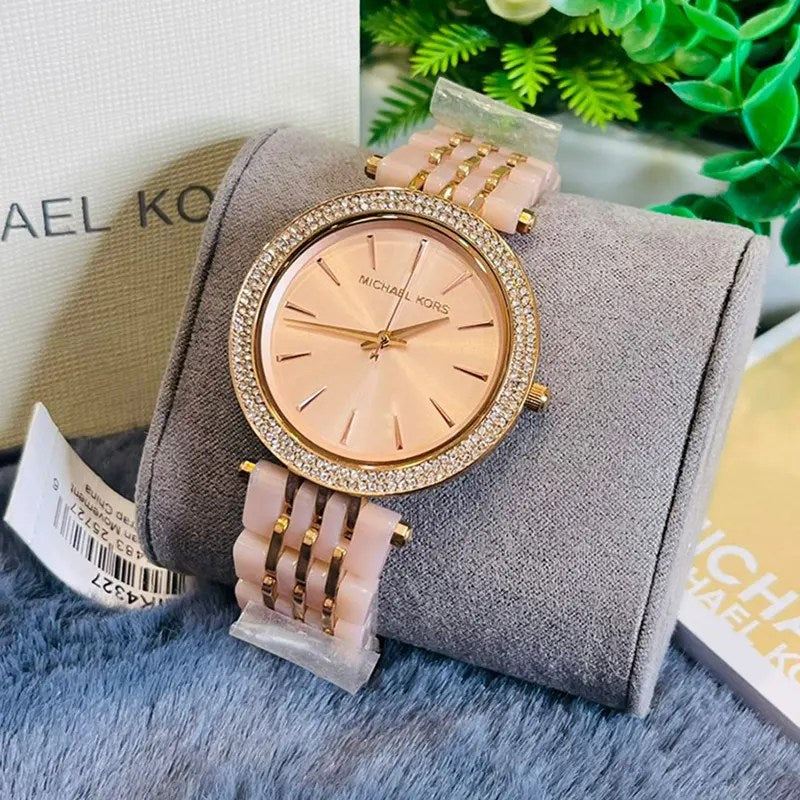 Michael Kors Darci Rose Gold Dial Two Tone Steel Strap Watch for Women - MK4327