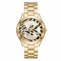 Michael Kors Runway Gold Dial Gold Steel Strap Watch For Women - MK4561