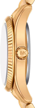 Michael Kors Lexington Three Hand Blue Dial Gold Steel Strap Watch for Women - MK4813
