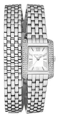 Michael Kors Emery Pave Double Wrap White Dial Silver Steel Strap Watch for Women - MK4834