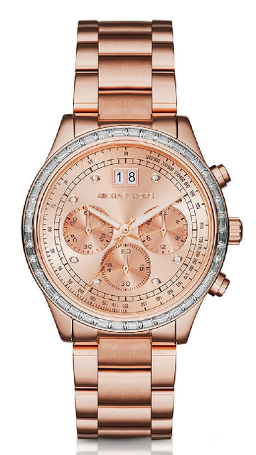Michael Kors Brinkley Rose Gold Dial Rose Gold Steel Strap Watch for Women - MK6204