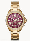 Michael Kors Wren Purple Dial Gold Steel Strap Watch for Women - MK6290