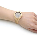 Michael Kors Runway Three-Hand Gold Dial Gold Steel Strap Watch For Women - MK6911