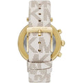 Michael Kors Tibby Multifunction Silver Dial White Leather Strap Watch For Women - MK6967