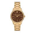 Michael Kors Layton Chronograph Brown Dial Gold Steel Strap Watch For Women - MK7296