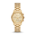 Michael Kors Runway Chronograph Gold Dial Gold Steel Strap Watch For Women - MK7326