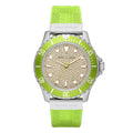 Michael Kors Everest Three Hand Crystals Silver Dial Green Silicone Strap Watch For Women - MK7360