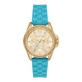 Michael Kors Mini Pilot Quartz Gold Dial Blue Silicone Strap Watch For Women - MK7374