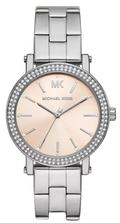 Michael Kors Corey Three Hand Pink Dial Silver Steel Strap Watch for Women - MKO1050