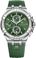 Maurice Lacroix Aikon Chronograph Green Dial Green Rubber Strap Watch for Men  - AI1018-SS000-630-5