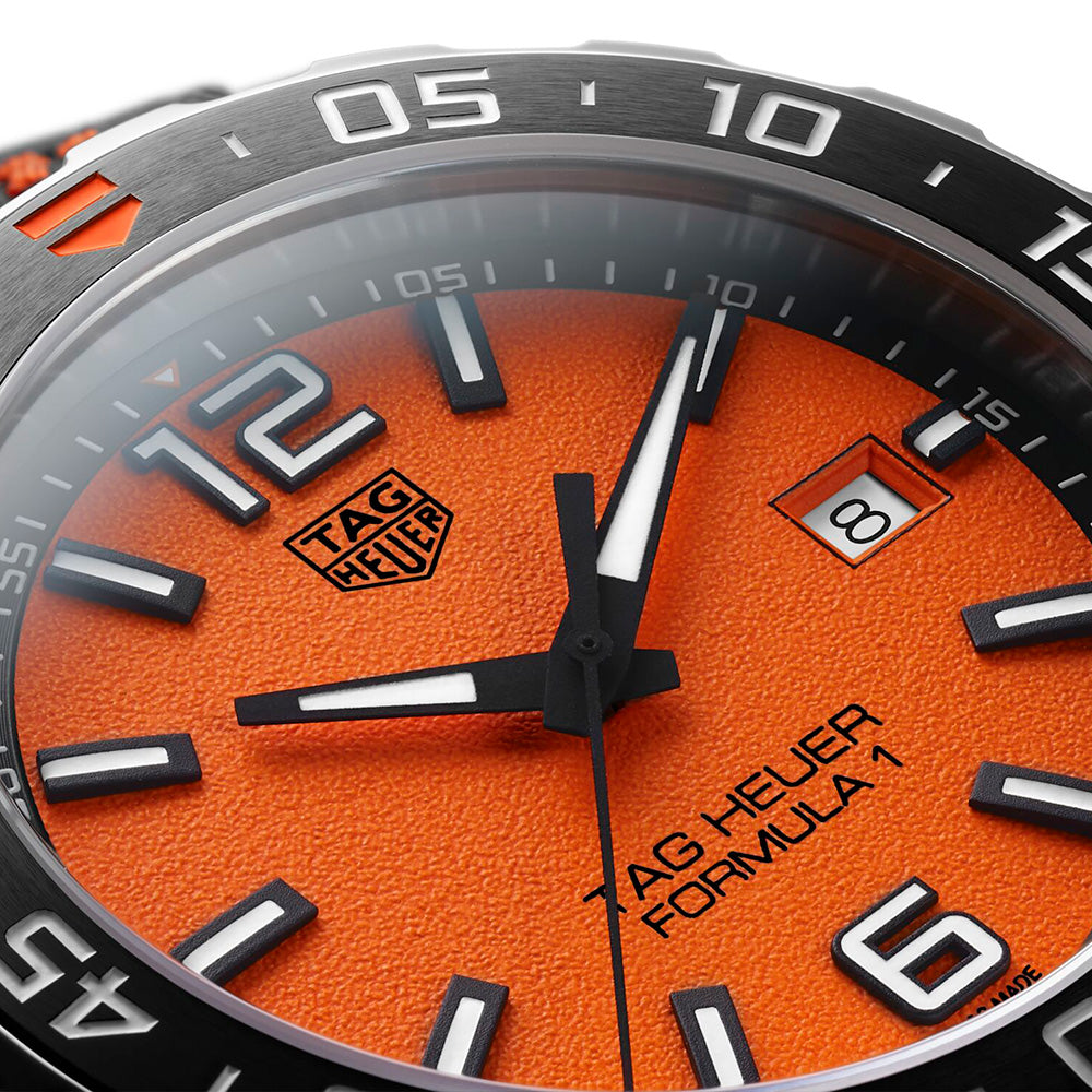 Tag Heuer Formula 1 Quartz Orange Dial Black Nylon Strap Watch for Men - WAZ101A.FC8305