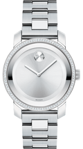 Movado Bold Diamonds Silver Dial Silver Steel Strap Watch for Women - 3600149
